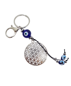 Privjesak za ključeve Blue Evil Eye - Flower of Life