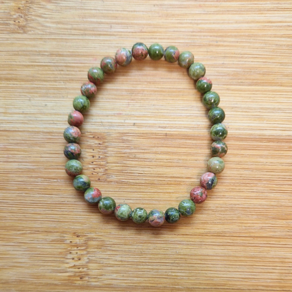 Epidot/Unakit - narukvica kuglice 6 mm