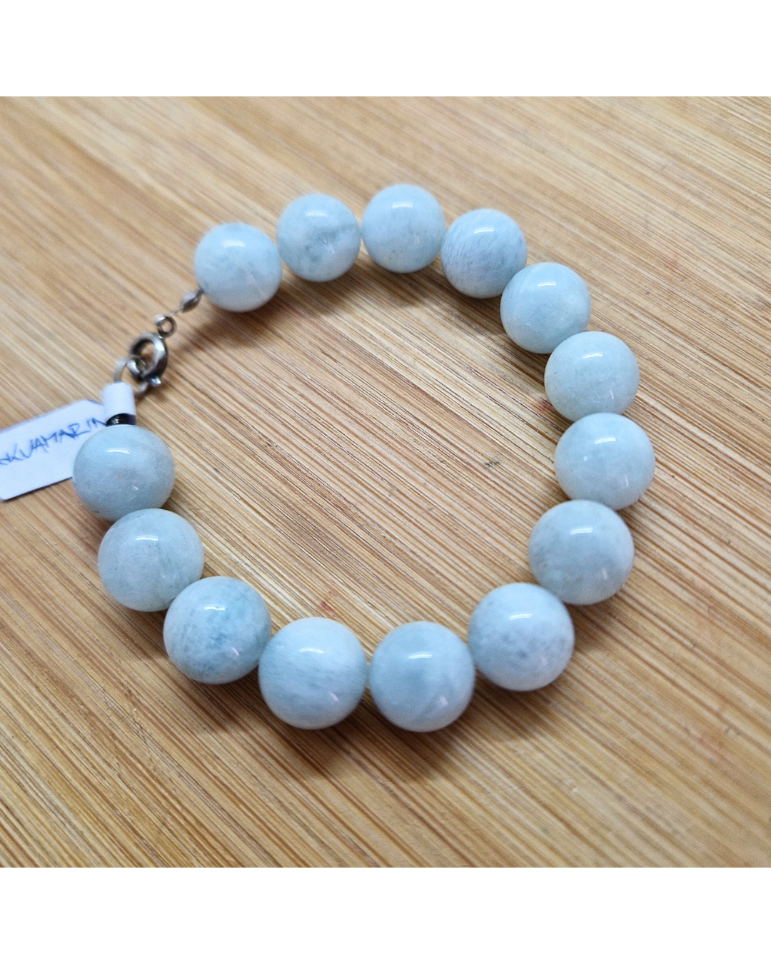 Akvamarin – narukvica kuglice 12 mm